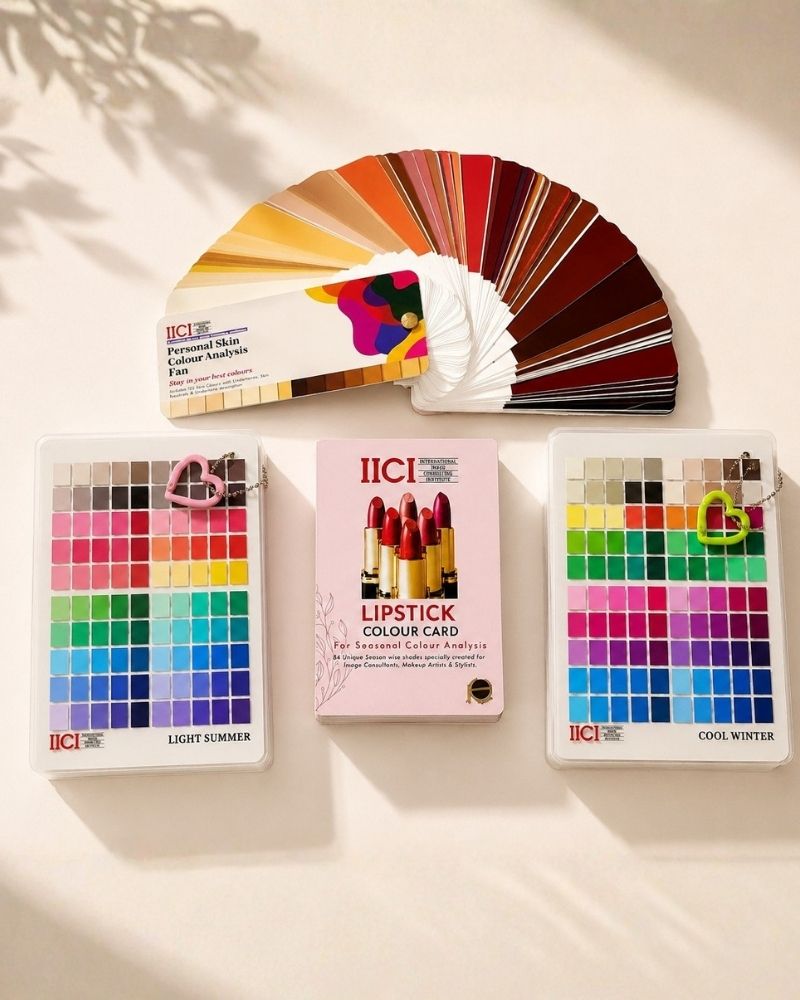 Skin Colour Fan, Lipstick Colour Card & Handbag Charm (White Base)